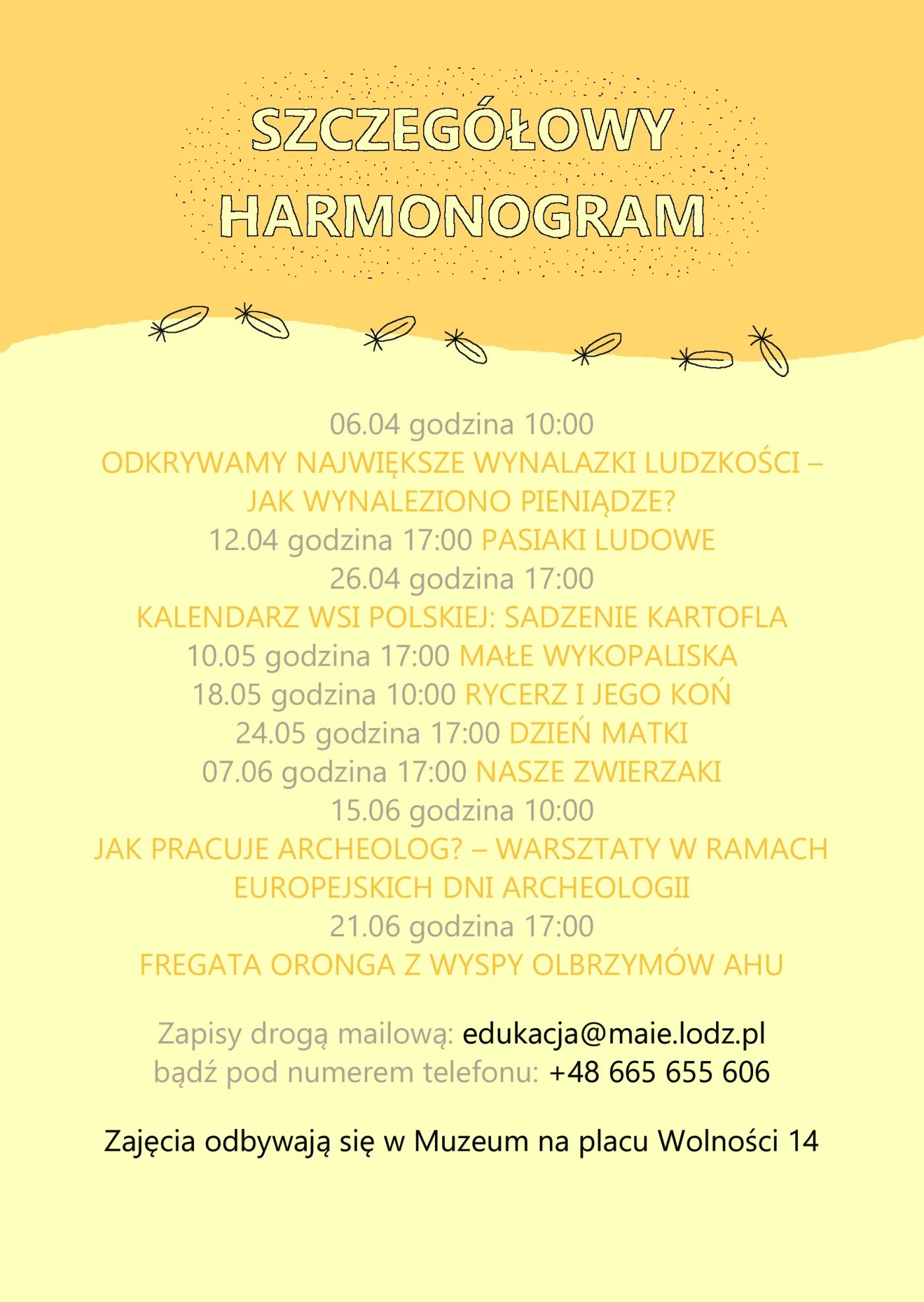 harmonogram wydarzenia 